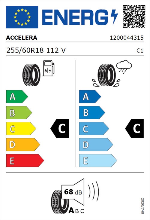 Tyre Label for Accelera Iota ST68 255/60R18 112V